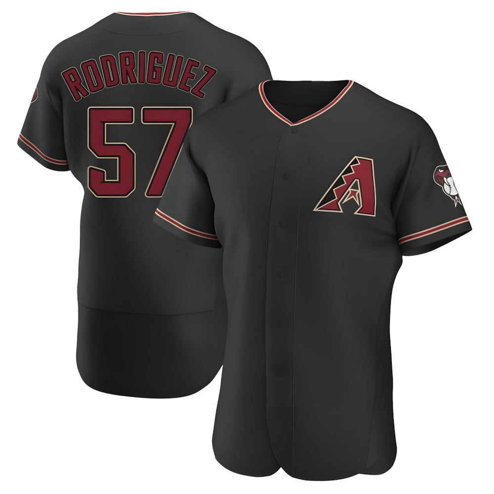 Elroe A.Diamondbacks #57 Eduardo Rodriguez Player Black Alternate Stitched Jersey