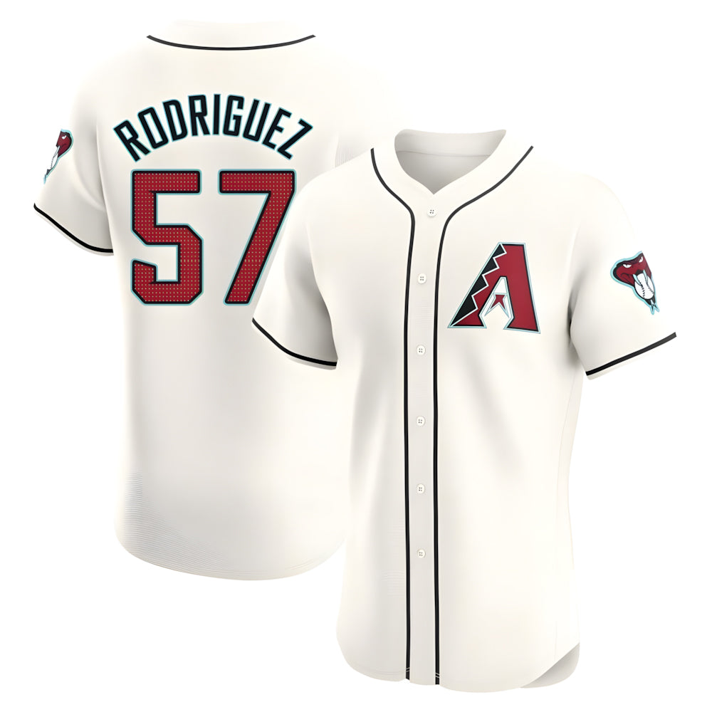 Elroe A.Diamondbacks #57 Eduardo Rodriguez Player Cream Elite Home Stitched Jersey