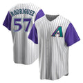 Elroe A.Diamondbacks #57 Eduardo Rodriguez Player  Cream Purple Replica Alternate Cooperstown Collection Stitched Jersey