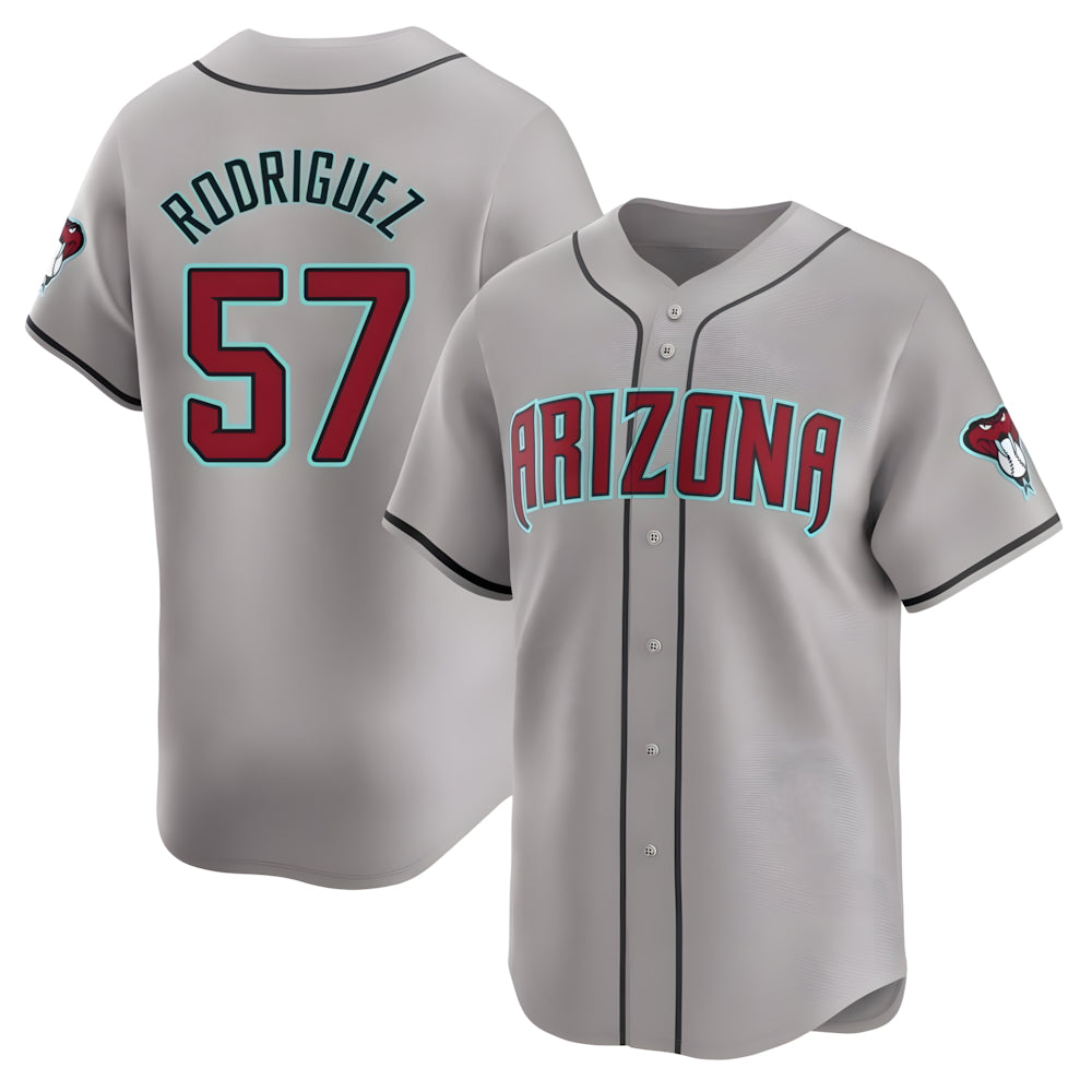 Elroe A.Diamondbacks #57 Eduardo Rodriguez Player Gray Limited Away Stitched Jersey