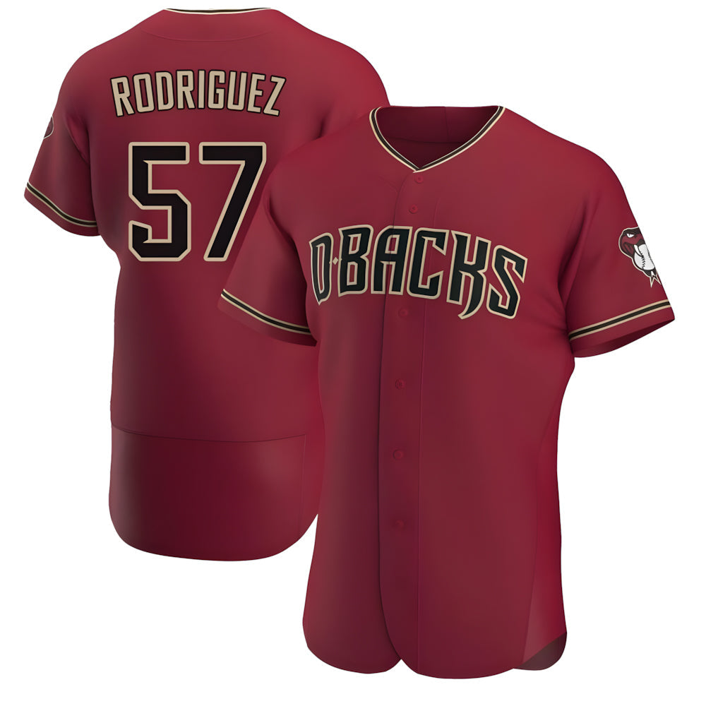 Elroe A.Diamondbacks #57 Eduardo Rodriguez Player Red Authentic Crimson Stitched Jersey