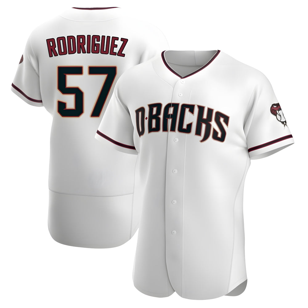 Elroe A.Diamondbacks #57 Eduardo Rodriguez Player White Crimson Home Stitched Jersey