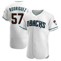 Elroe A.Diamondbacks #57 Eduardo Rodriguez Player White Teal Alternate Stitched Jersey