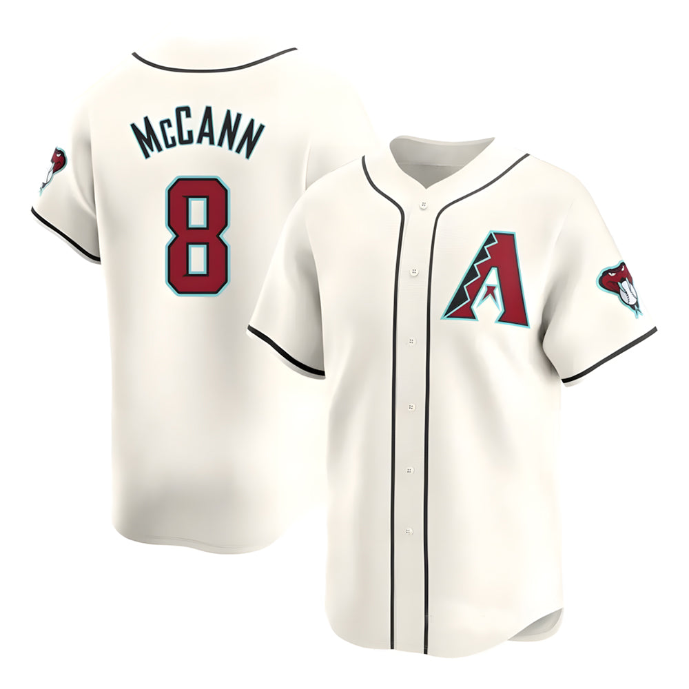 Elroe A.Diamondbacks #8 James McCann Player White Red Limited Home Stitched Jersey
