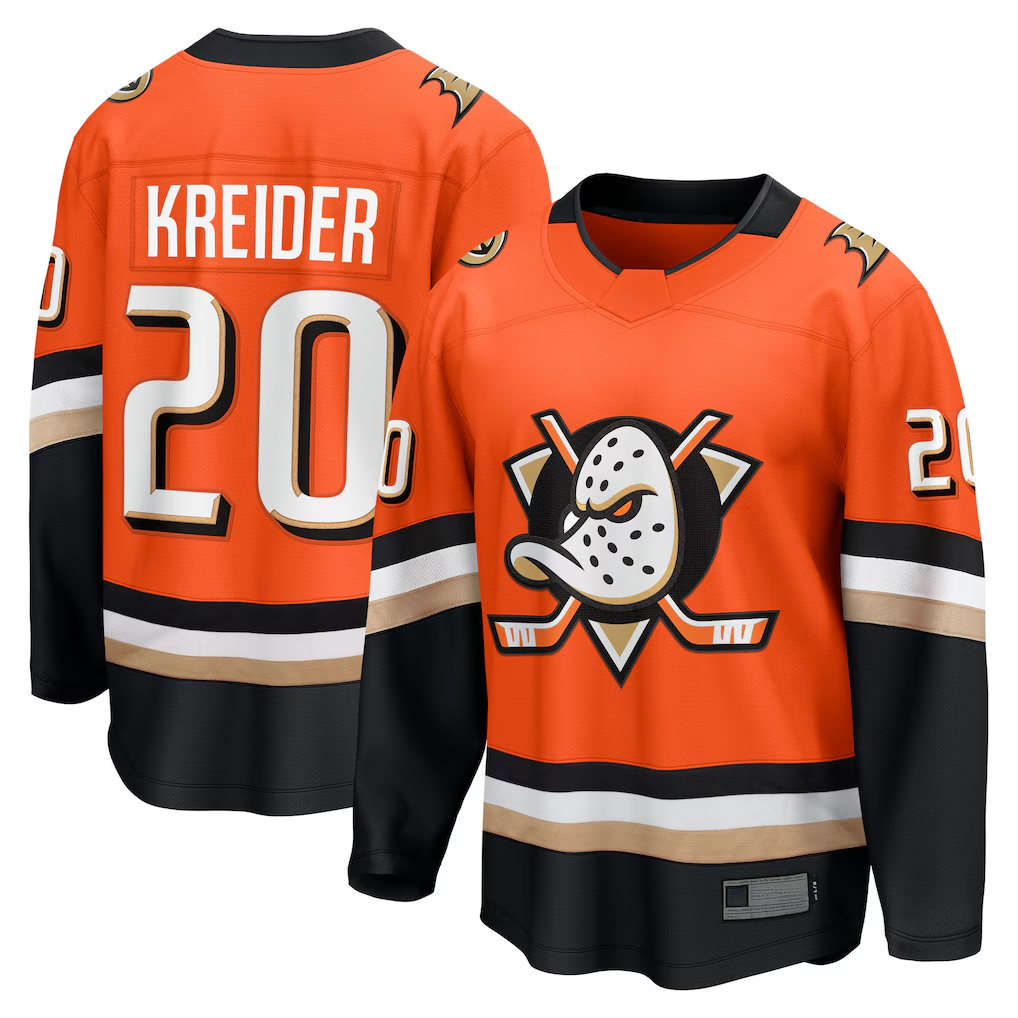 Elroe A.Ducks #20 Chris Kreider Orange Home Breakaway Jerseys