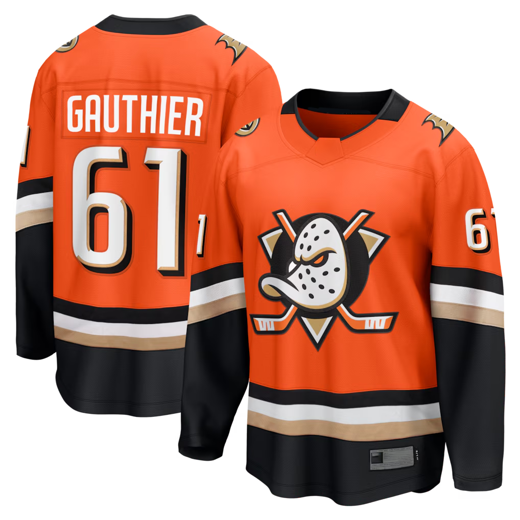 Elroe A.Ducks #61 Cutter Gauthier Orange Home Breakaway Jerseys