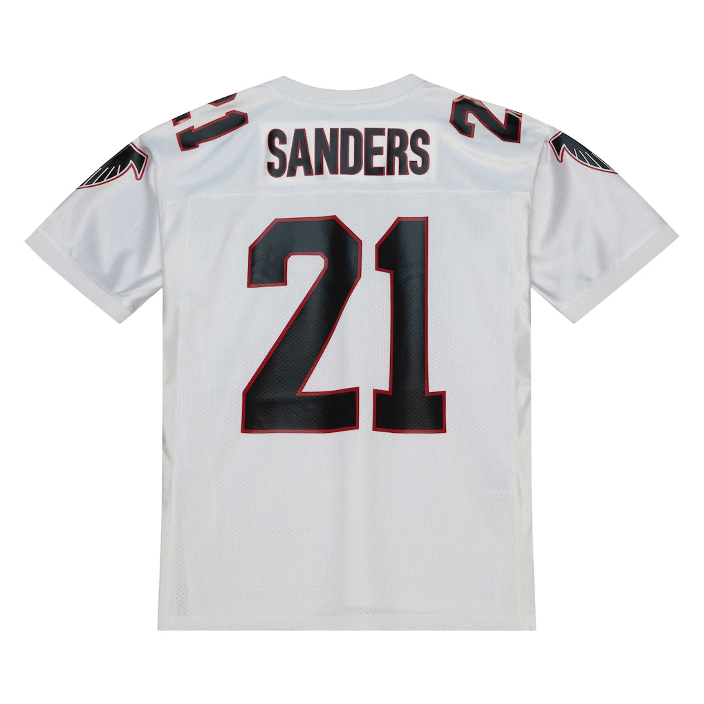 Elroe A.Falcons 1991 #21 Deion Sanders Mitchell & Ness White Authentic Throwback Retired Player Stitched Puhic Jersey