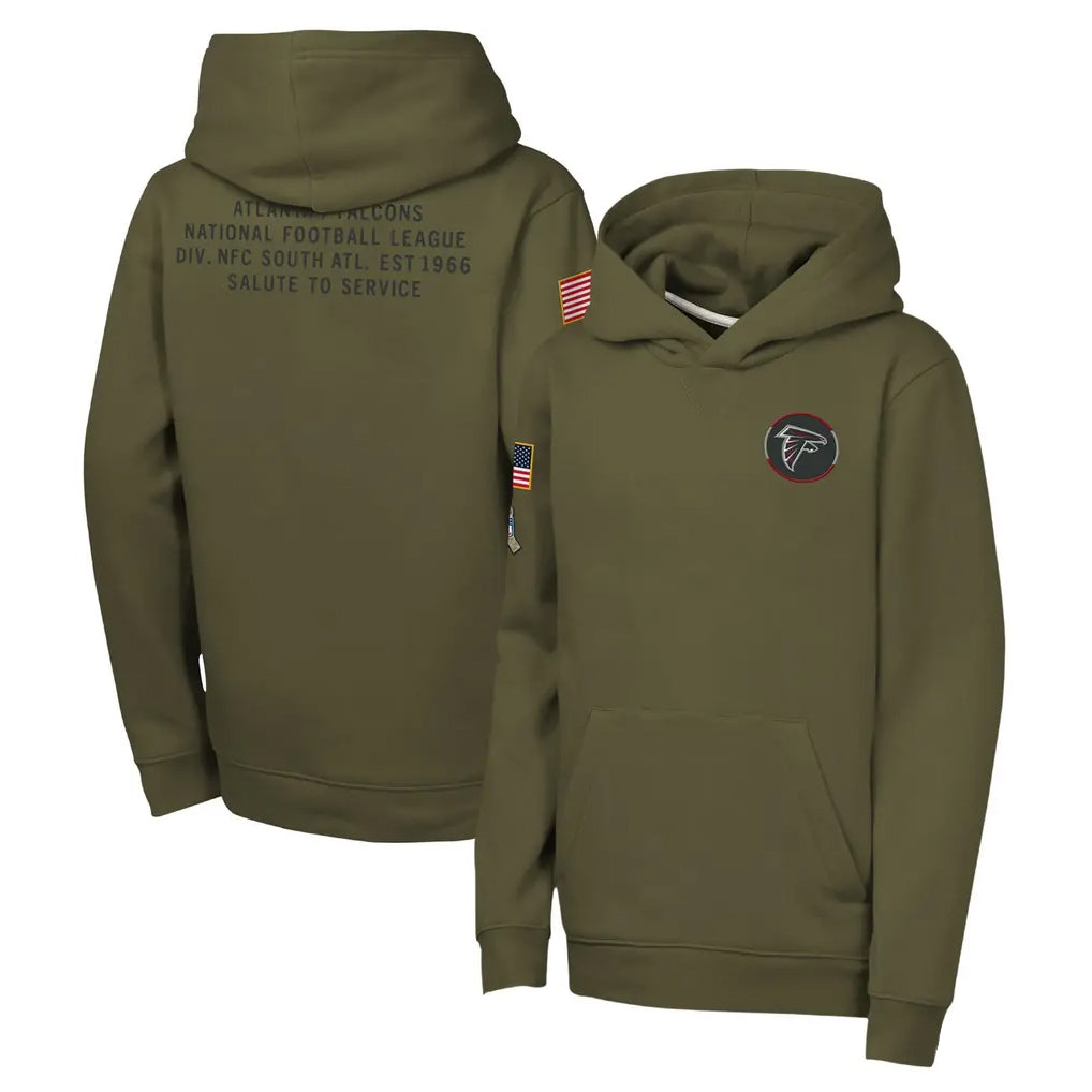 Elroe A.Falcons Olive 2025 Salute to Service Fleece Hoodie Blank Player Stitched Jerseys