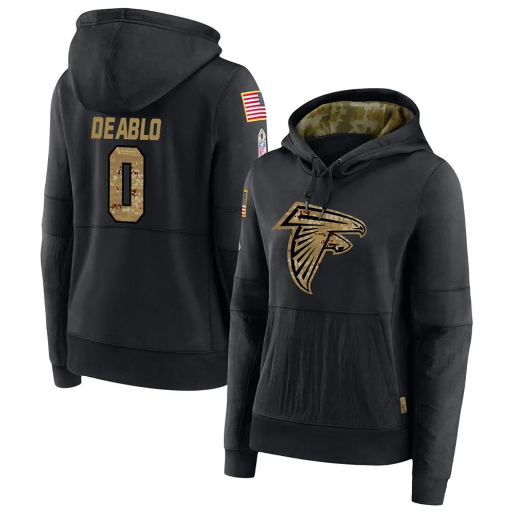Elroe A.Falcons #0 Divine Deablo Player Black Salute to Service Hoodies Stitched Jerseys
