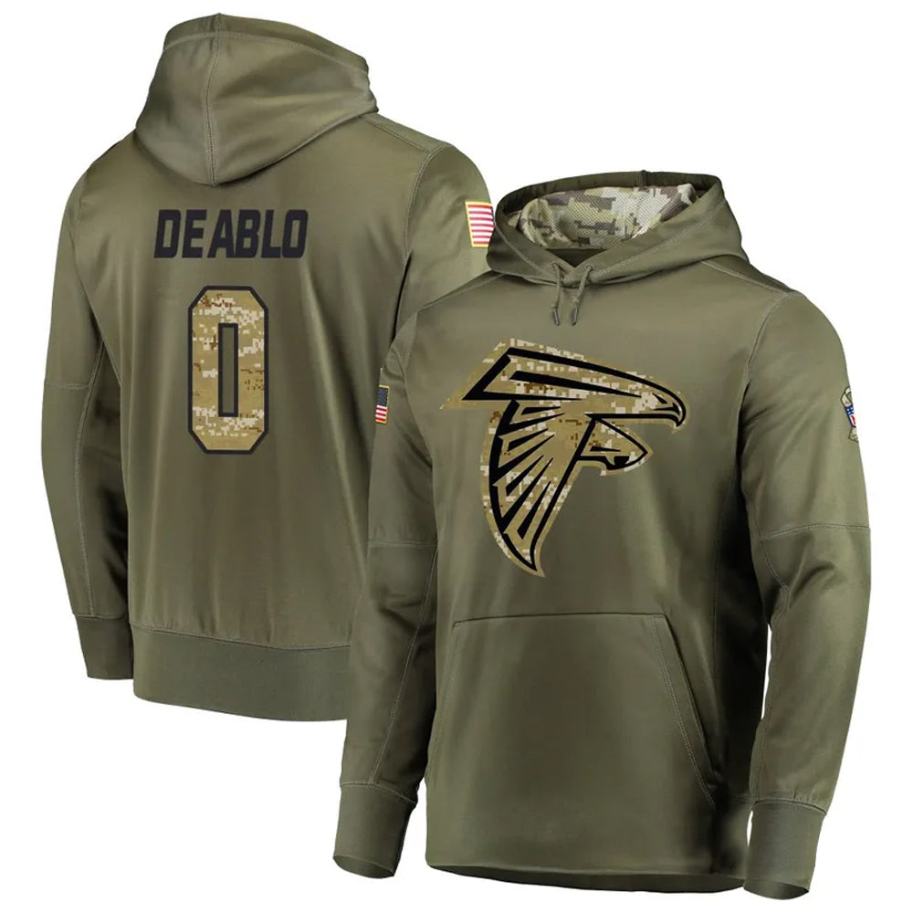 Elroe A.Falcons #0 Divine Deablo Player Olive Salute to Service Hoodies Stitched Jerseys