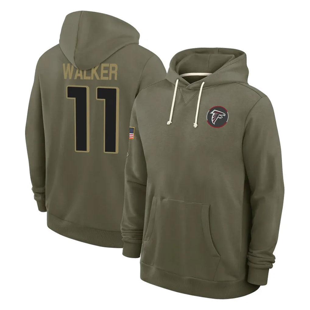 Elroe A.Falcons #11 Jalon Walker Player Olive 2025 Salute to Service Hoodies Stitched Jerseys