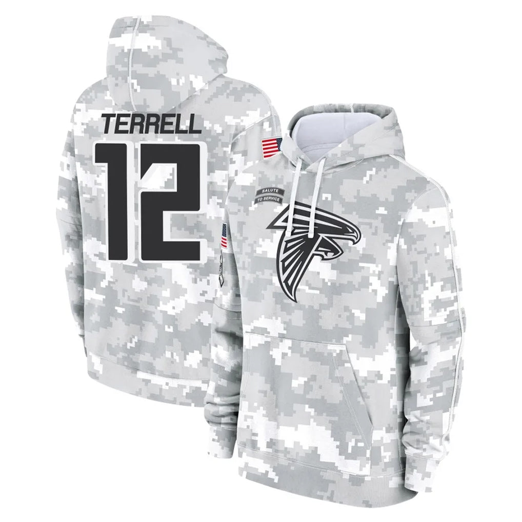 Elroe A.Falcons #12 Avieon Terrell Player Arctic Camo Salute to Service Limited Hoodie Stitched Jerseys