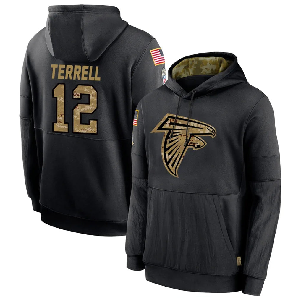 Elroe A.Falcons #12 Avieon Terrell Player Black Salute to Service Limited Black Hoodie Stitched Jerseys