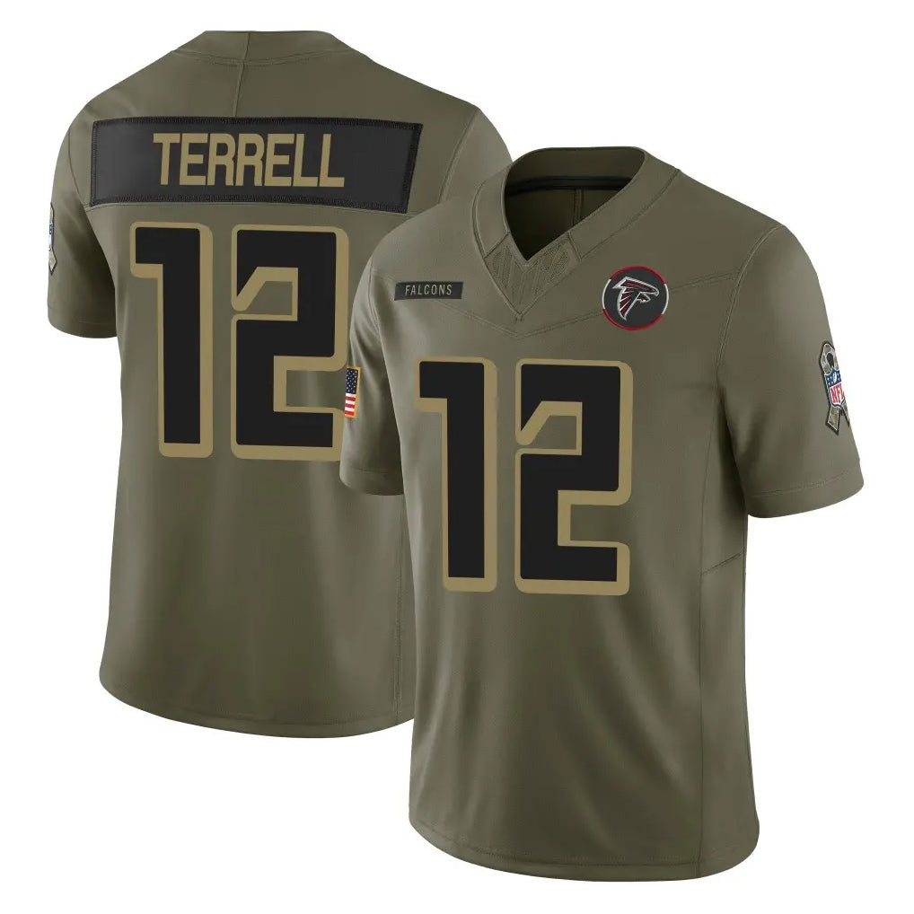 Elroe A.Falcons #12 Avieon Terrell Player Olive Salute To Service Limited Home Game Stitched Jerseys