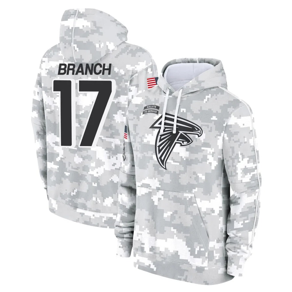 Elroe A.Falcons #17 Zachariah Branch Player Arctic Camo Salute to Service Limited Hoodie Stitched Jerseys