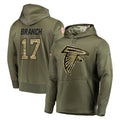 Elroe A.Falcons #17 Zachariah Branch Player Olive Salute to Service Club Fleece Hoodie Stitched Jerseys