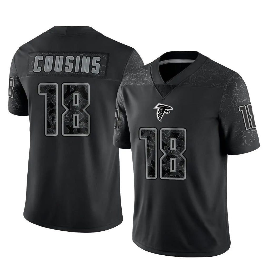 Elroe A.Falcons #18 Kirk Cousins Player Black RFLCTV Limited Stitched Jerseys