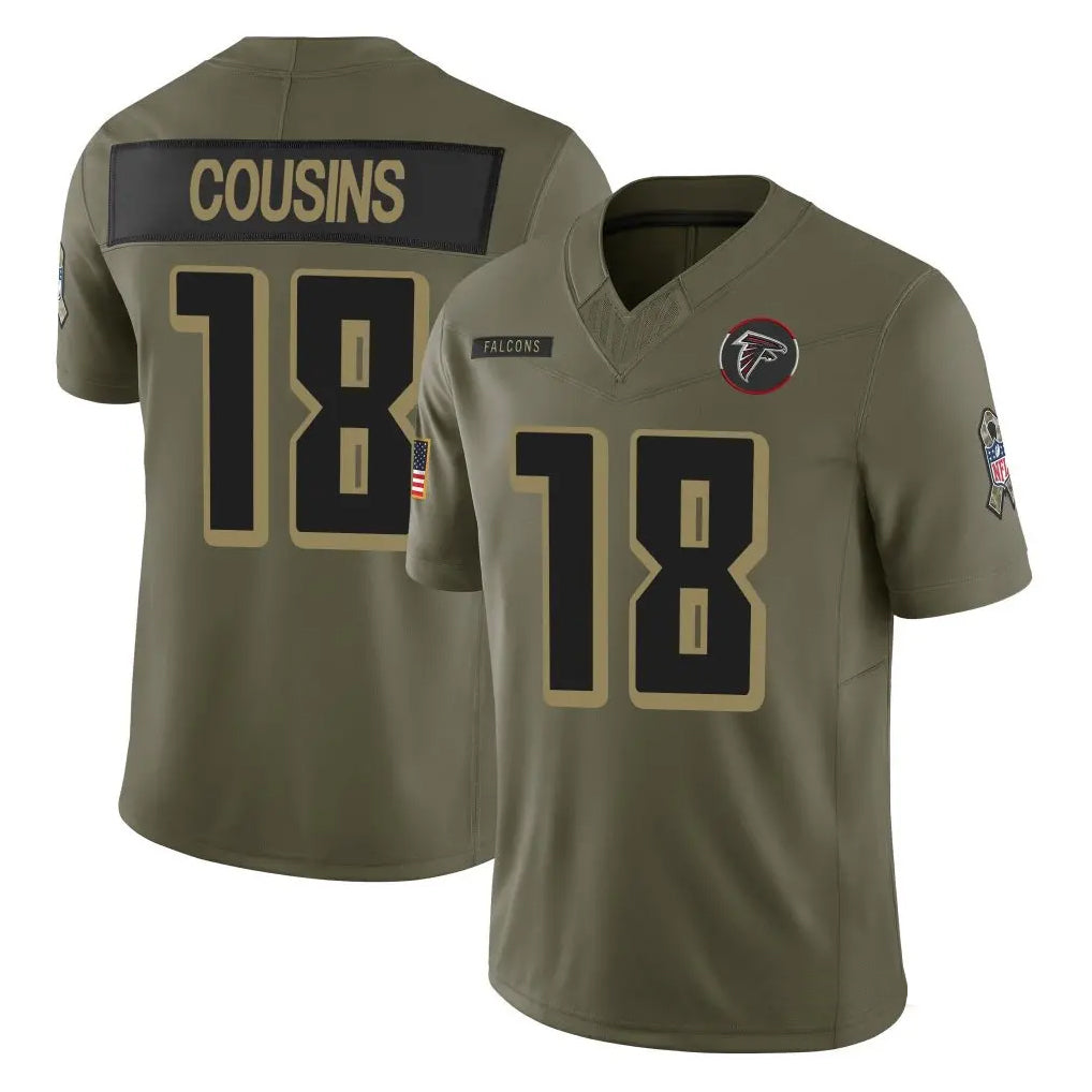 Elroe A.Falcons #18 Kirk Cousins Player Olive Salute To Service Limited Home Game Stitched Jerseys