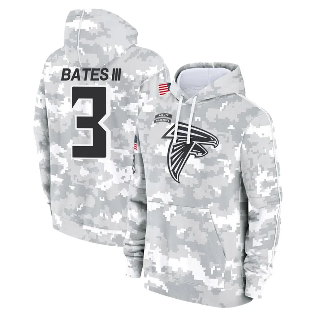 Elroe A.Falcons #3 Jessie Bates III Player Camo Arctic Salute to Service Hoodies Limited Stitched Jerseys