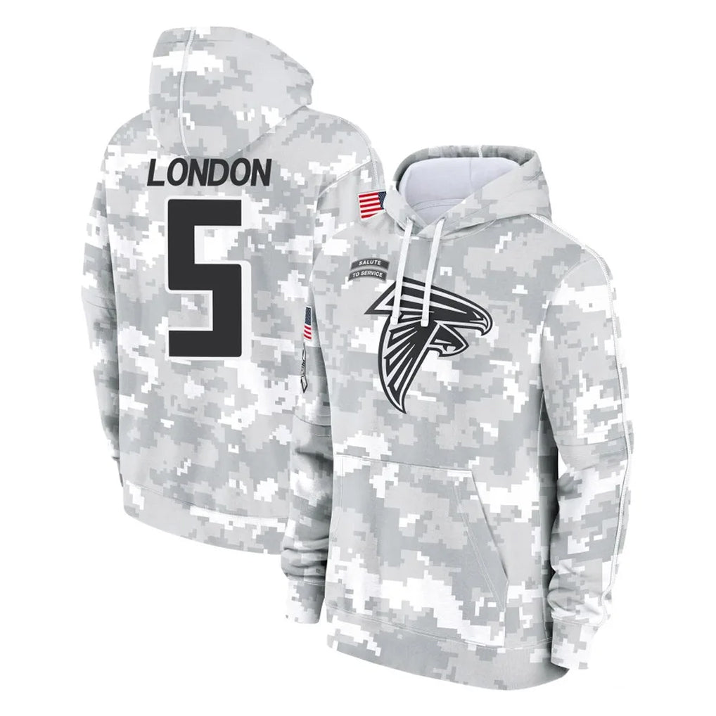 Elroe A.Falcons #5 Drake London Player Camo Arctic Salute to Service Hoodies Limited Stitched Jerseys