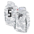 Elroe A.Falcons #5 Drake London Player Camo Arctic Salute to Service Hoodies Limited Stitched Jerseys