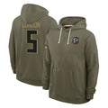 Elroe A.Falcons #5 Drake London Player Olive 2025 Salute to Service Hoodies Stitched Jerseys