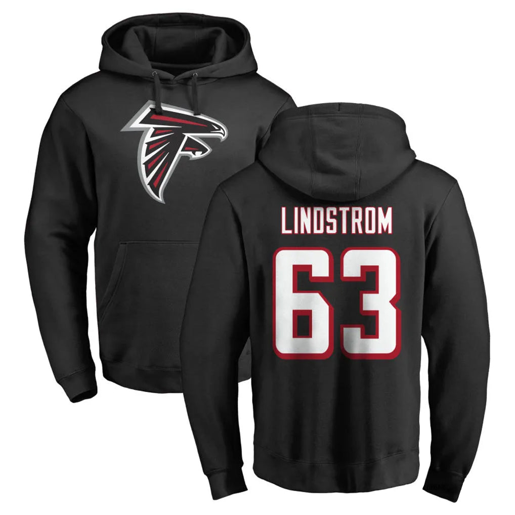 Elroe A.Falcons #63 Chris Lindstrom Player Black Salute to Service Hoodies Stitched Jerseys