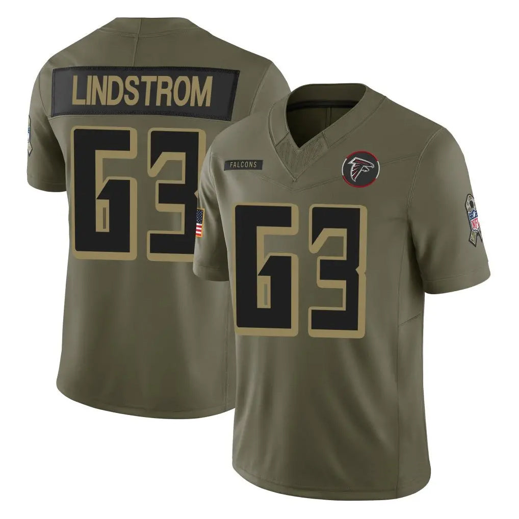 Elroe A.Falcons #63 Chris Lindstrom Player Olive Salute To Service Limited Home Game Stitched Jerseys