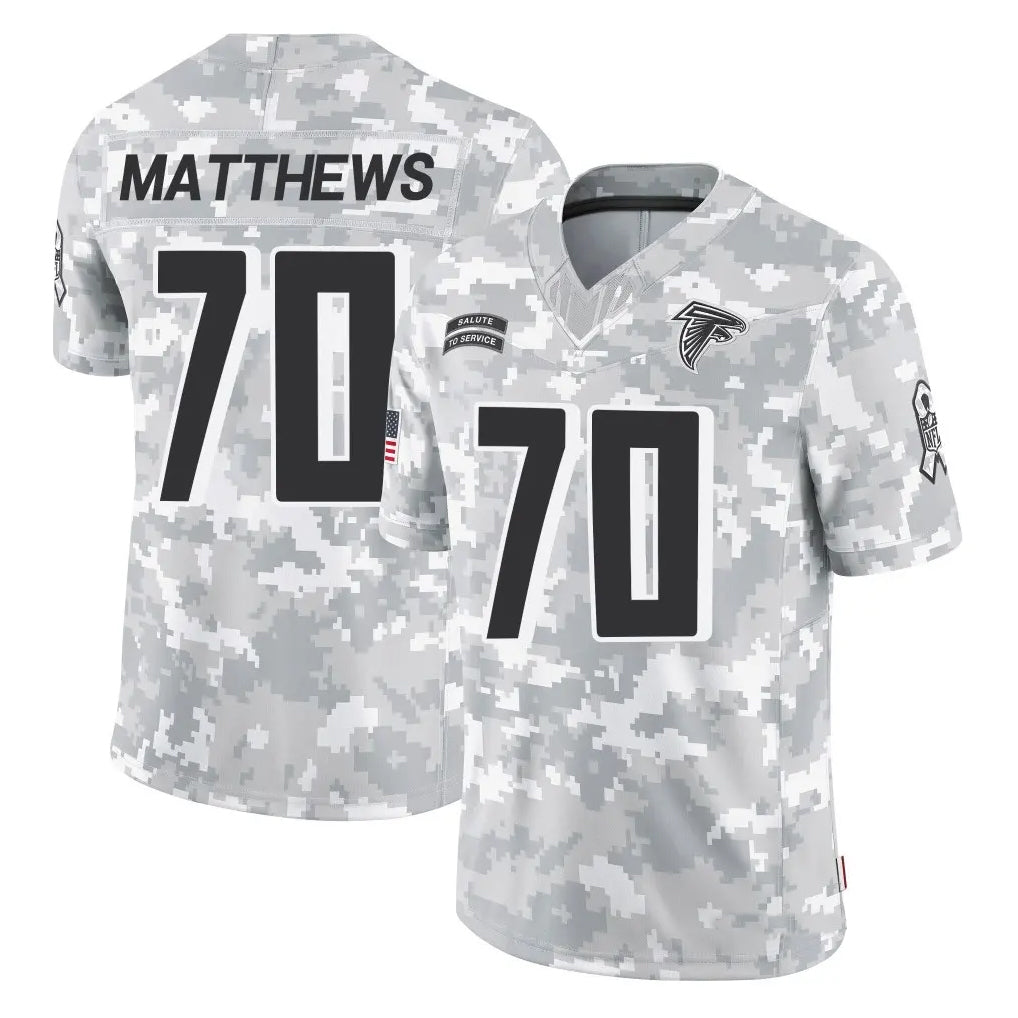 Elroe A.Falcons #70 Jake Matthews Player Arctic Camo Salute to Service Limited Stitched Jerseys