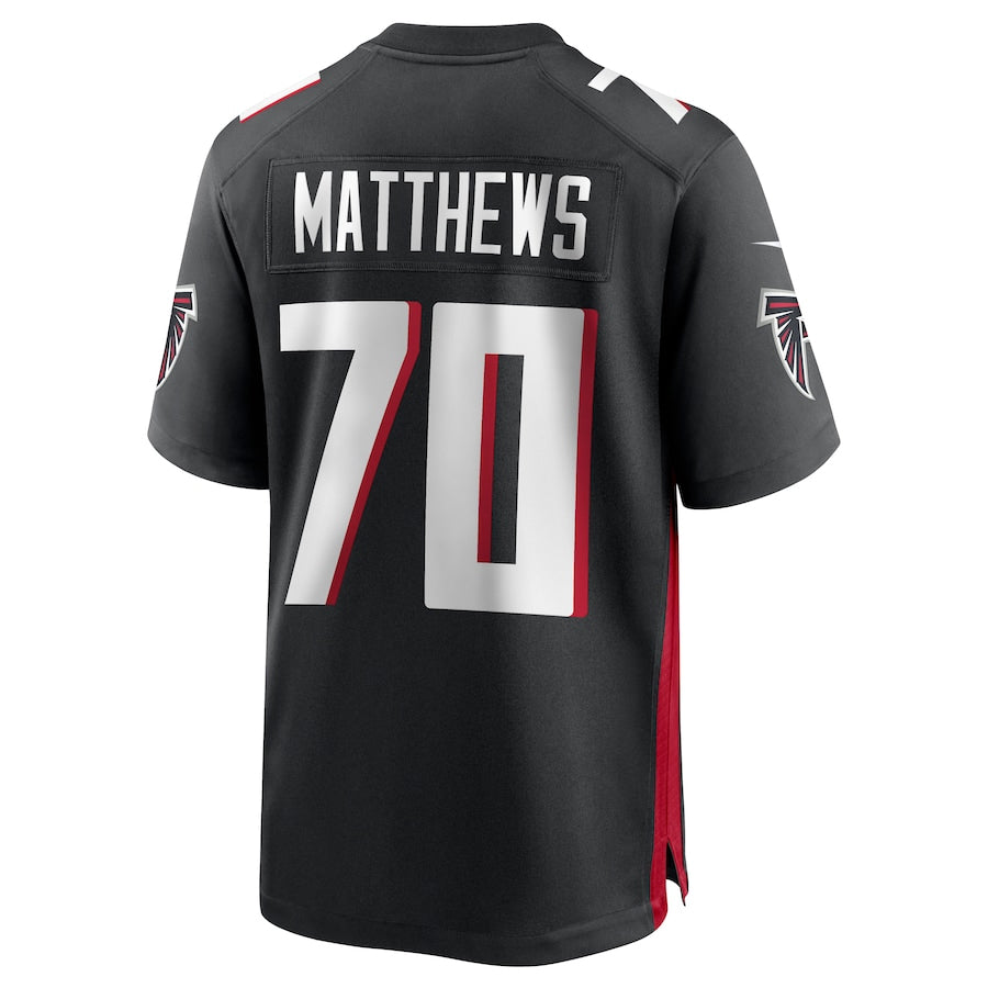 Elroe A.Falcons #70 Jake Matthews Player Black Home Game Stitched Jerseys