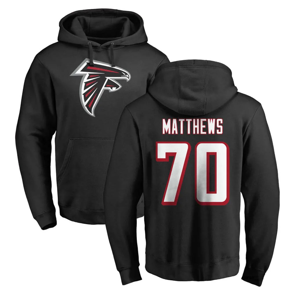 Elroe A.Falcons #70 Jake Matthews Player Black Salute to Service Hoodies Stitched Jerseys