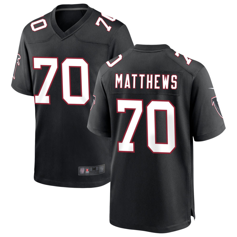 Elroe A.Falcons #70 Jake Matthews Player Black Throwback Game Stitched Jerseys