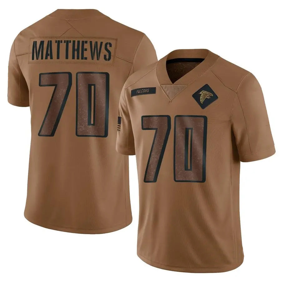 Elroe A.Falcons #70 Jake Matthews Player Brown Salute To Service Limited Stitched Jerseys