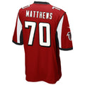 Elroe A.Falcons #70 Jake Matthews Player Red Game Stitched Jerseys