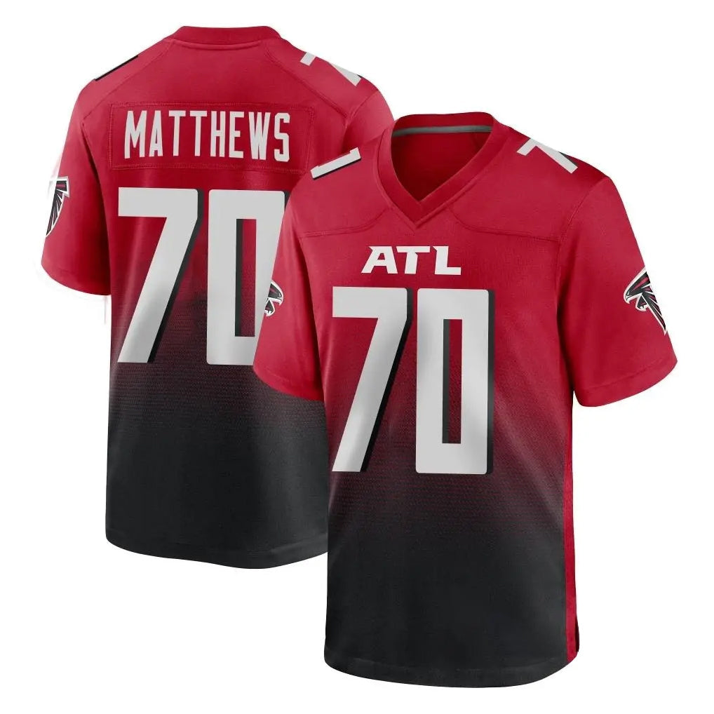 Elroe A.Falcons #70 Jake Matthews Player Red Home Game Stitched Jerseys