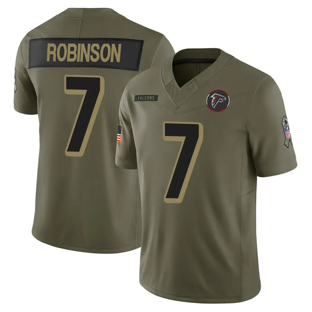 Elroe A.Falcons #7 Bijan Robinson Player Olive 2025 Salute To Service Limited Stitched Jerseys