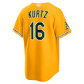 Elroe Athletics #16 Nick Kurtz Player Gold Alternate Stadium Stitched Jerseys