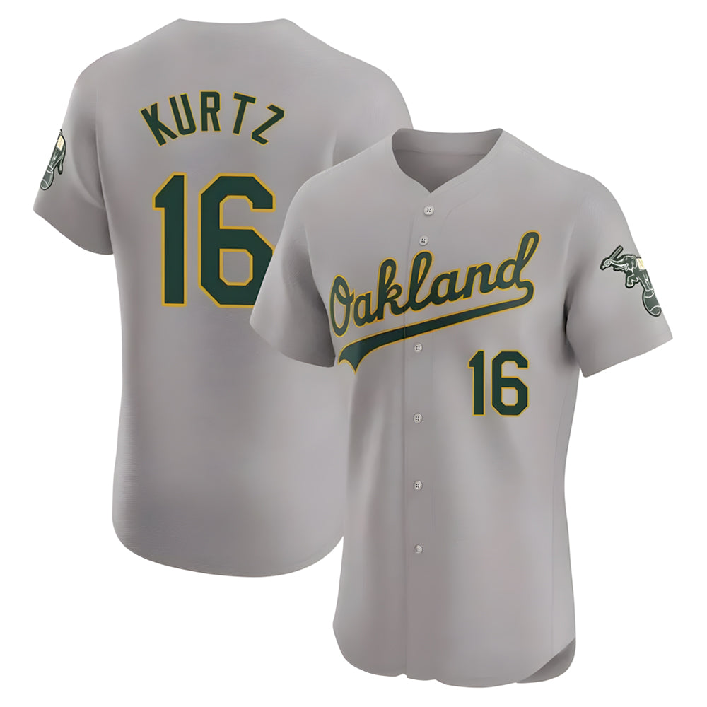 Elroe Athletics #16 Nick Kurtz Player Gray Elite Road Stitched Jerseys
