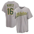 Elroe Athletics #16 Nick Kurtz Player Gray Home Game Stitched Jerseys