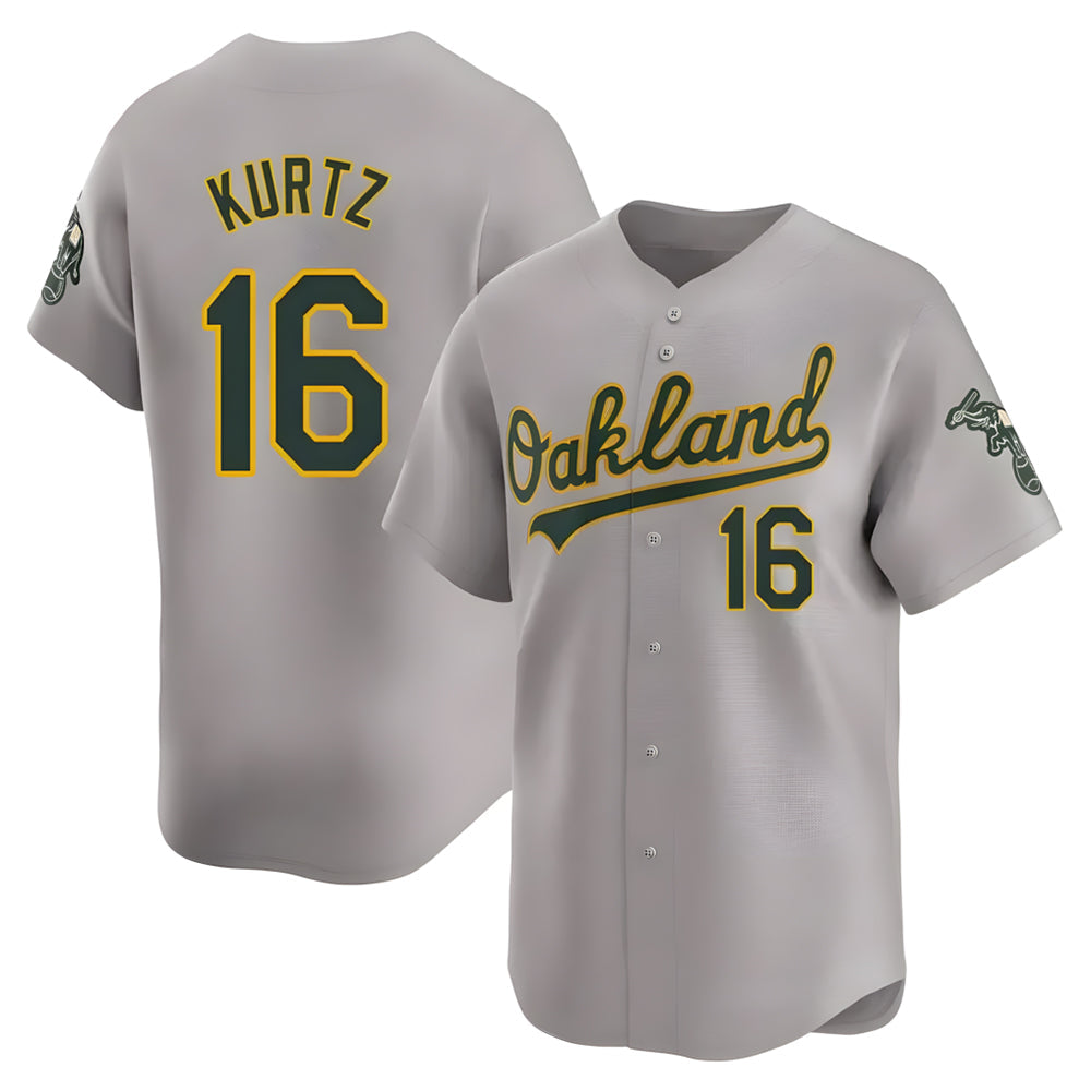 Elroe Athletics #16 Nick Kurtz Player Grey Home Limited Stitched Jerseys