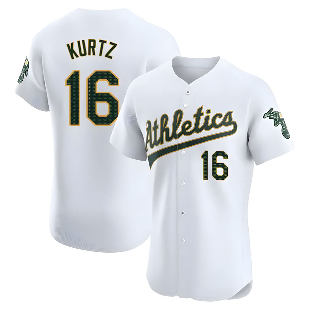 Elroe Athletics #16 Nick Kurtz Player White Elite Road Stitched Jerseys