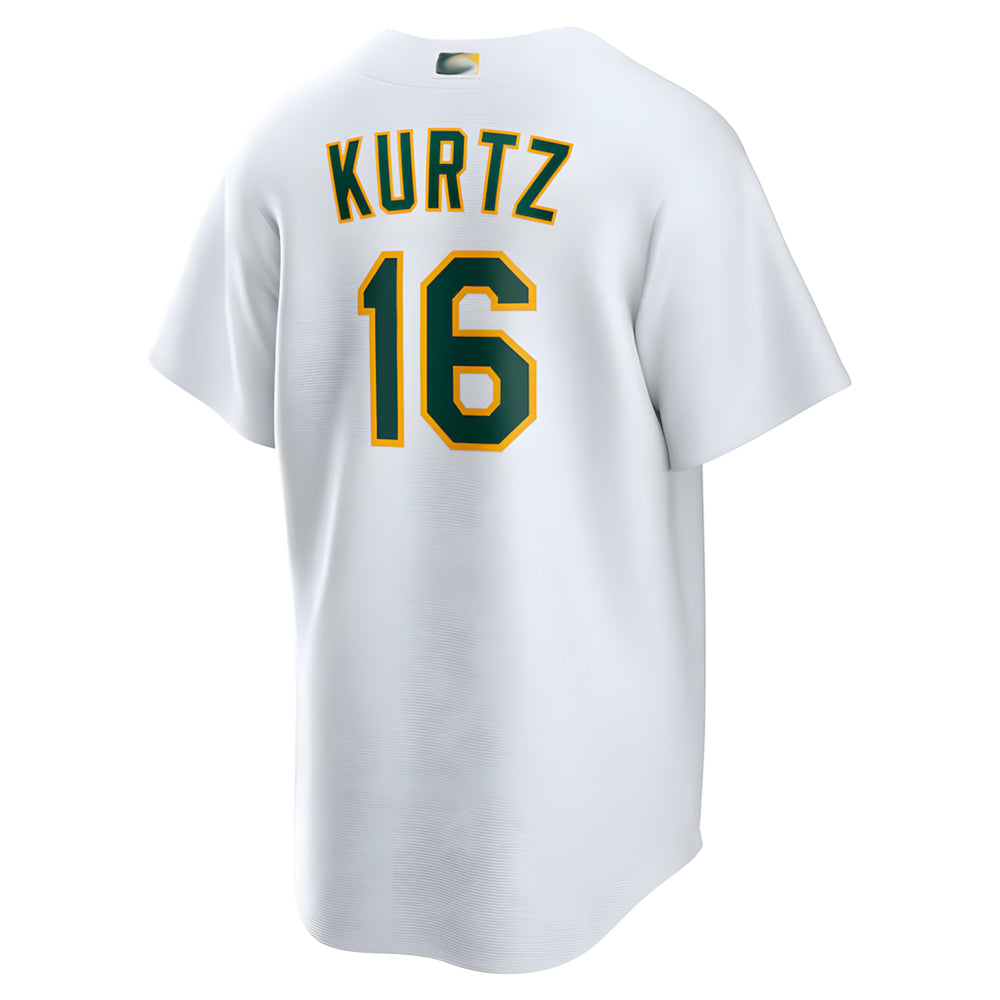 Elroe Athletics #16 Nick Kurtz Player White Home Game Stitched Jerseys