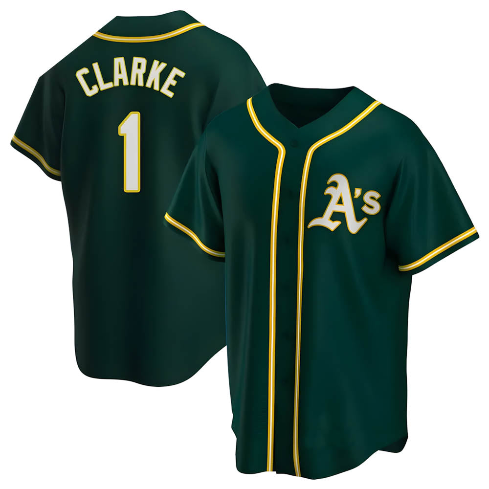 Elroe Athletics #1 Denzel Clarke player Green Replica Alternate Stitched Jersey