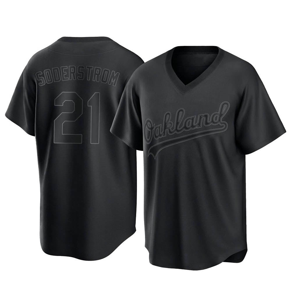 Elroe Athletics #21 Tyler Soderstrom Player Black Replica Pitch Fashion Stitched Jersey