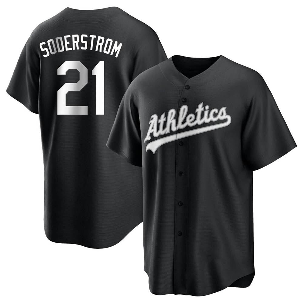 Elroe Athletics #21 Tyler Soderstrom Player Black&White Replica Stitched Jersey