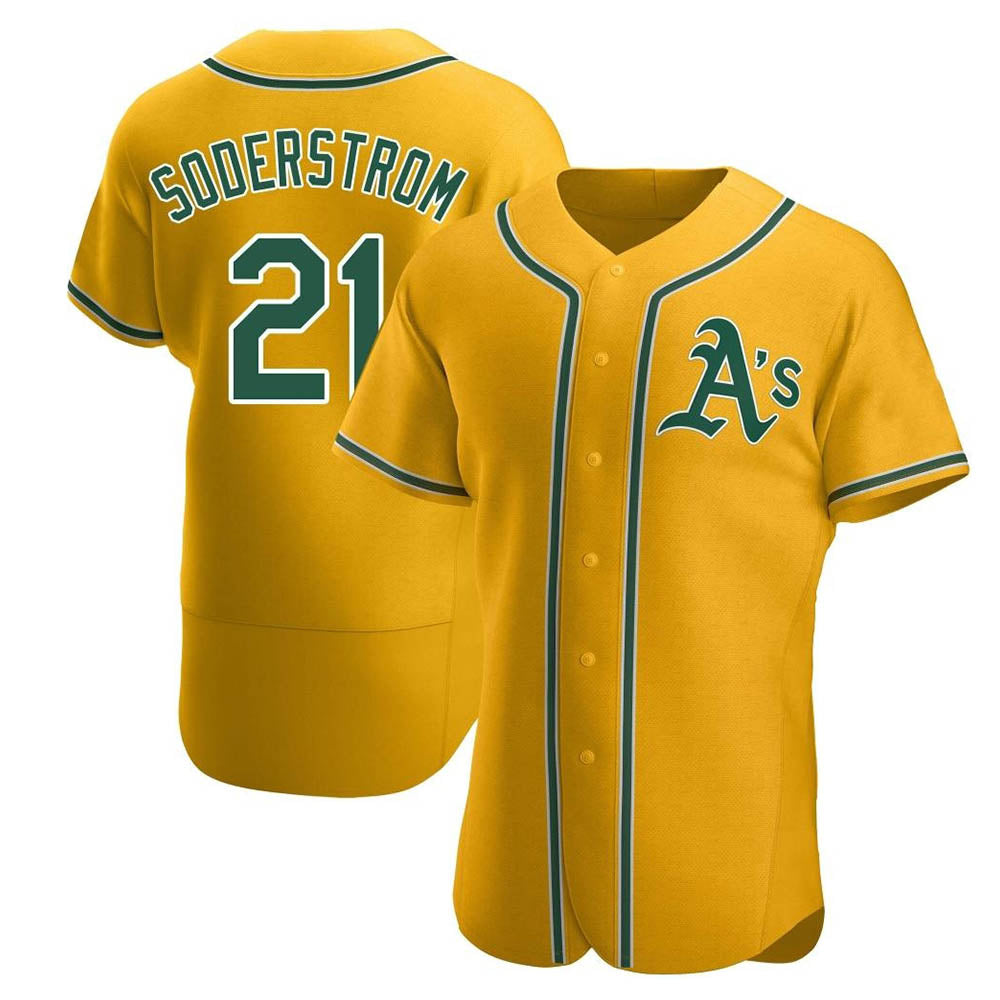 Elroe Athletics #21 Tyler Soderstrom Player Gold Authentic Alternate Stitched Jersey
