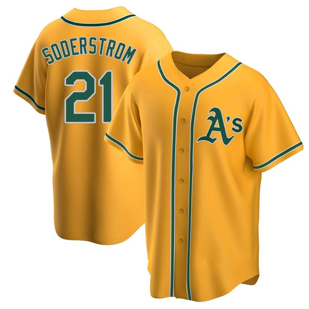 Elroe Athletics #21 Tyler Soderstrom Player Gold Replica Alternate Stitched Jersey