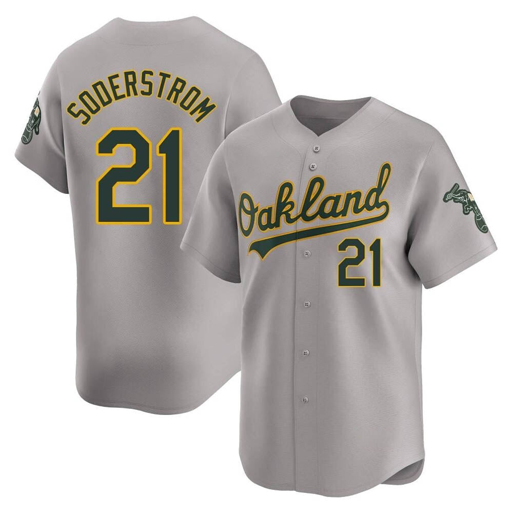 Elroe Athletics #21 Tyler Soderstrom Player Gray Limited Away Stitched Jersey