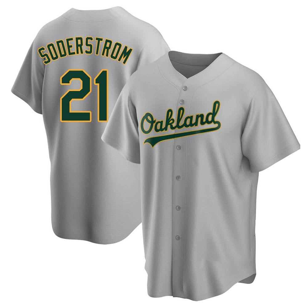 Elroe Athletics #21 Tyler Soderstrom Player Gray Replica Road Stitched Jersey