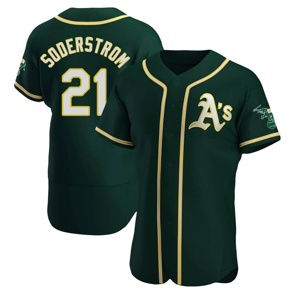 Elroe Athletics #21 Tyler Soderstrom Player Green Authentic Alternate Stitched Jersey